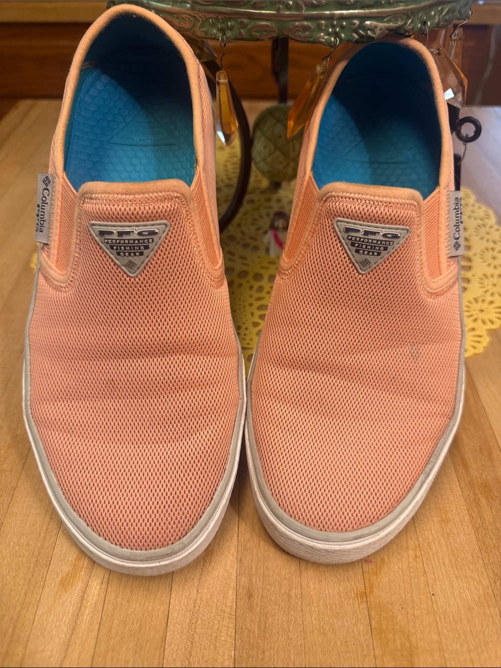 Columbia Coral Slip-On Mesh Shoes with Teal Insole